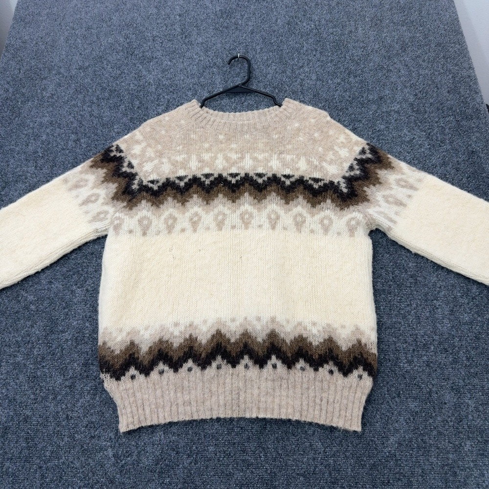 Vintage Hilda Ltd Sweater Mens L Cream Wool Fair Isle Nordic Crewneck Gorpcore